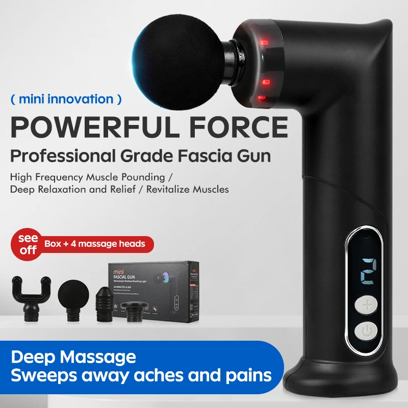 YLSM074 Portable Mini Massage Gun with Breathing Light, Rechargeable Handheld Deep Tissue Muscle Massager for Home and Travel