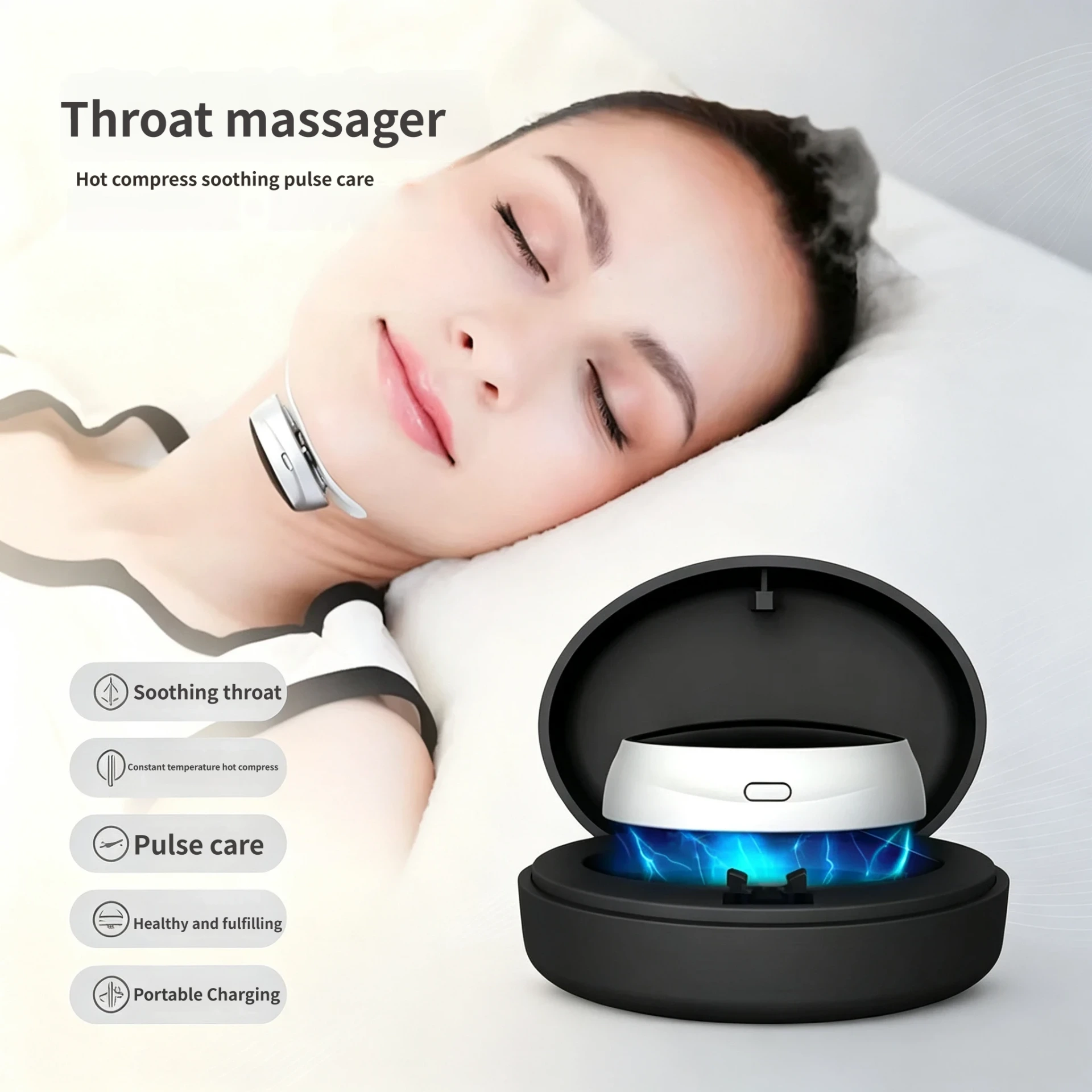 YLSM102 Intelligent throat massager, dual pulse anti snoring sleep device, convenient household electric snoring stop device